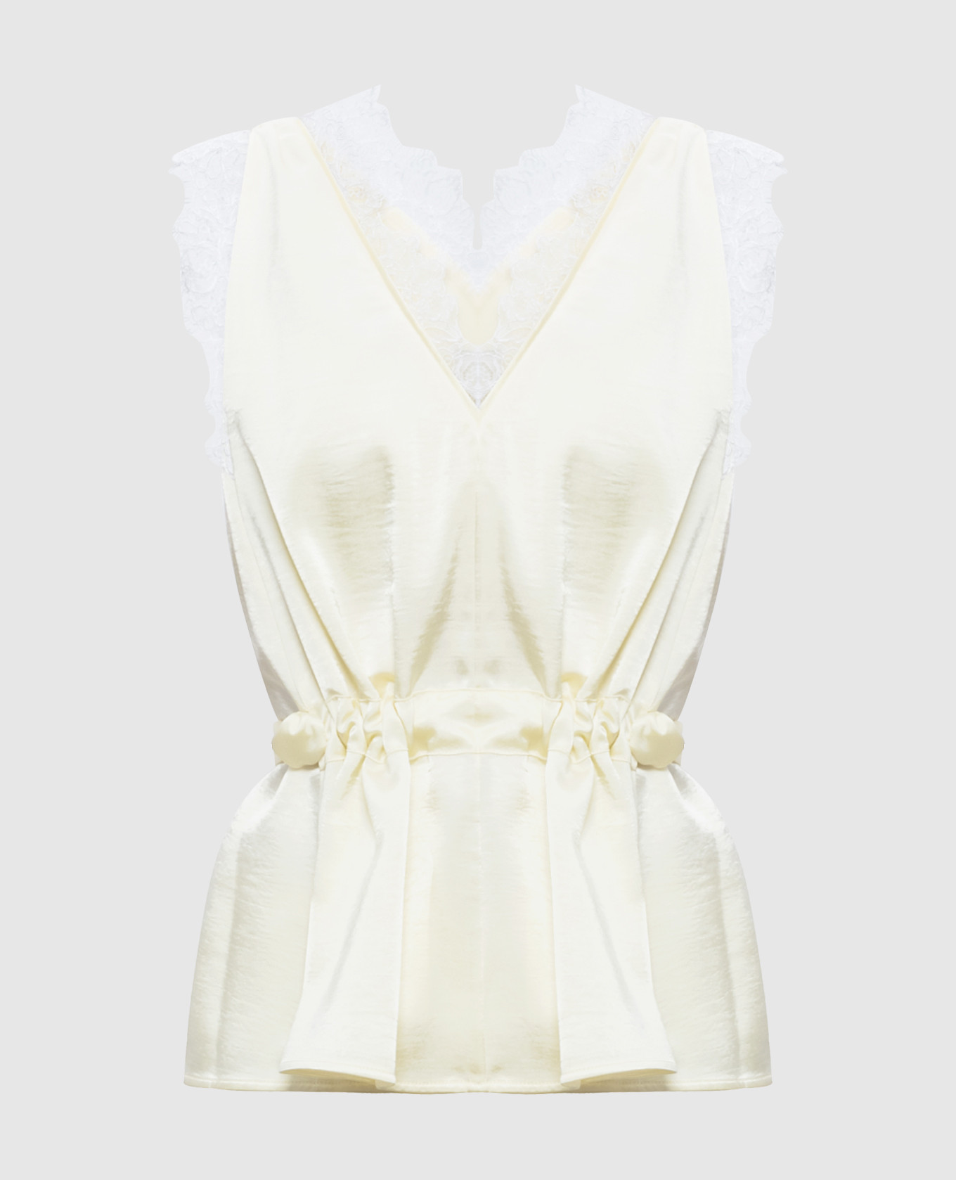 Haut jaune à dentelle