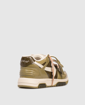 Off-White Out Of Office Khaki Patent Leather Sneakers OWIA259F25LEA00A