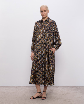 Max Mara Black printed silk shirt dress with belt MXMGIARA