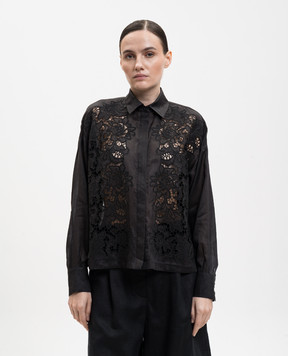 Max Mara CALI black shirt with embroidered frame MSTCALI