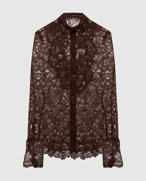 Ermanno Scervino Brown lace blouse D492K389APEXQ