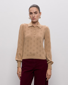 Twinset Brown cashmere polo shirt 262TP3022