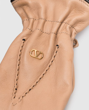 Valentino Beige leather gloves 9W2GDA57CZV