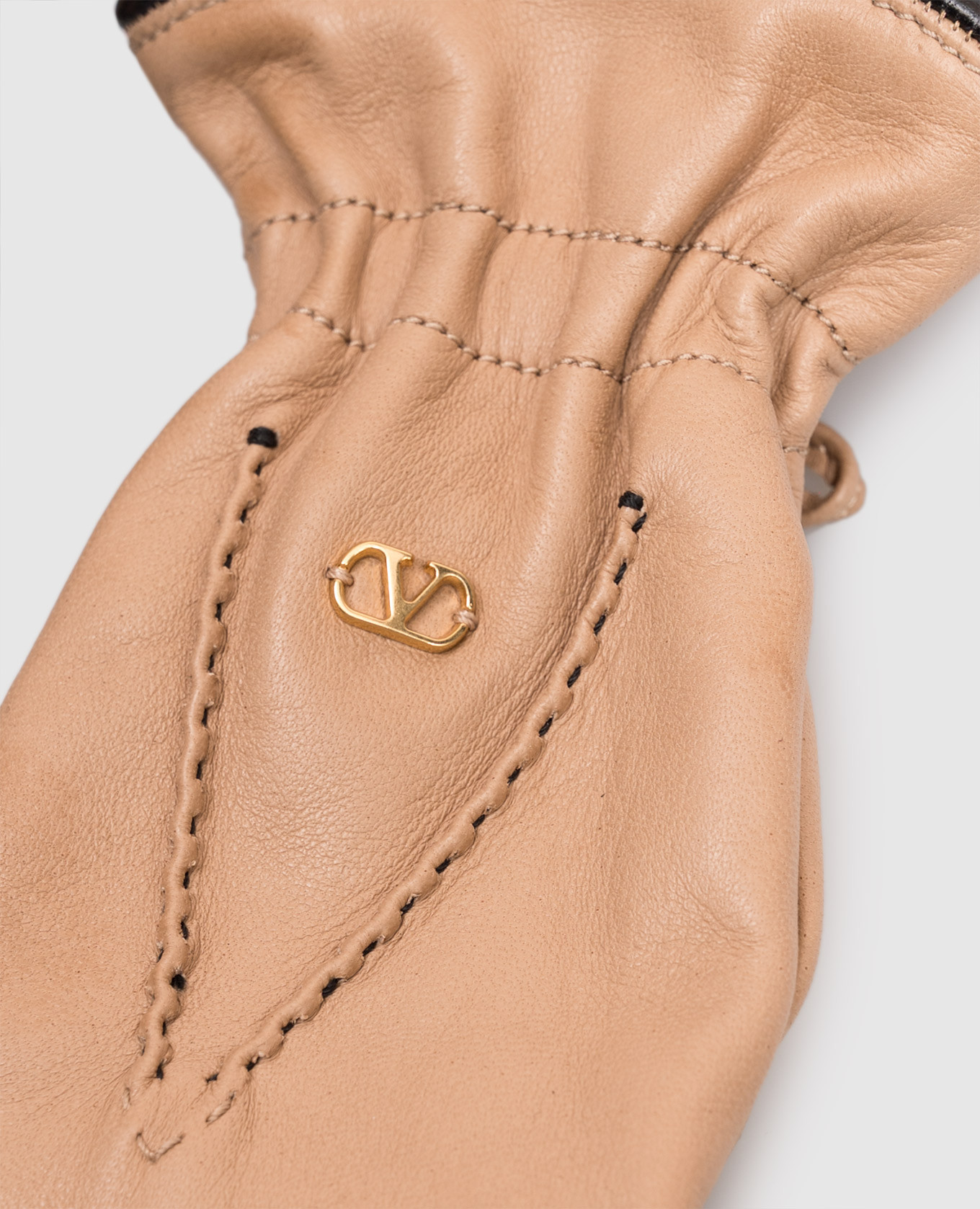 Beige leather gloves Valentino 3