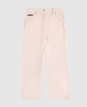 Dolce&Gabbana Children's beige corduroy pants with logo L52F79FUVB26