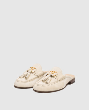 Valentino Grey suede mules with logo 8W2S0NQ8UZM