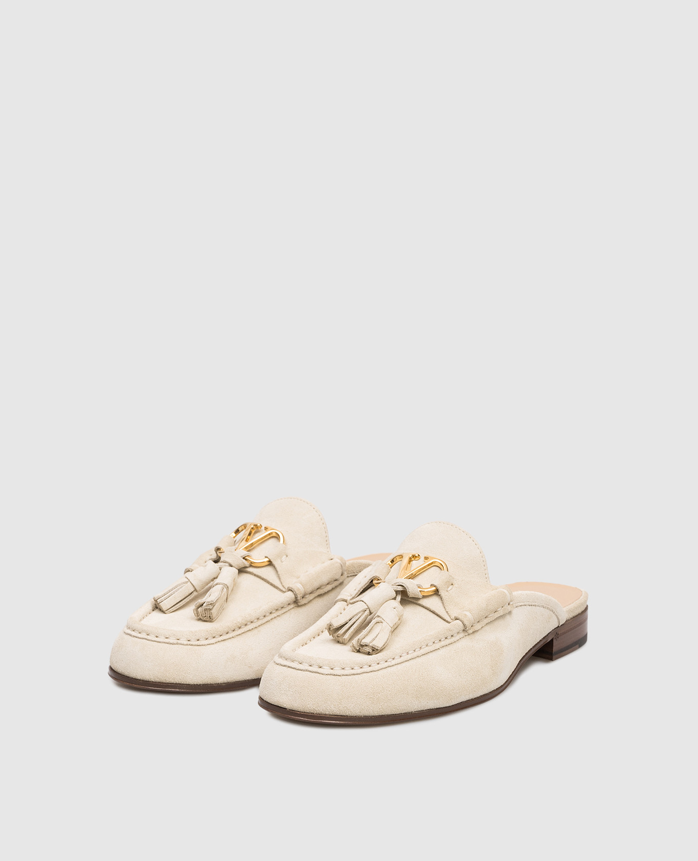 Grey suede mules with logo Valentino 2
