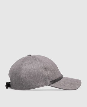 Brunello Cucinelli Gray wool cap with lurex stripes MCAP90227P