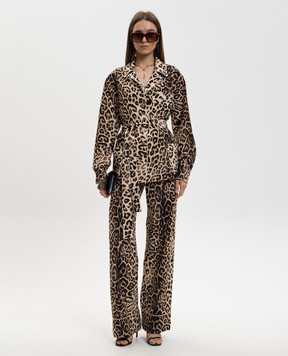 Ermanno Scervino Beige silk blouse with animal print D482I353YLI