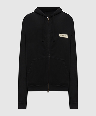 Black sports jacket with logo print