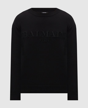 Balmain Black jumper with logo embroidery HH1KD185KK24