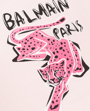 Balmain Children's pink T-shirt with Tiger print BZ8A41Z3672610