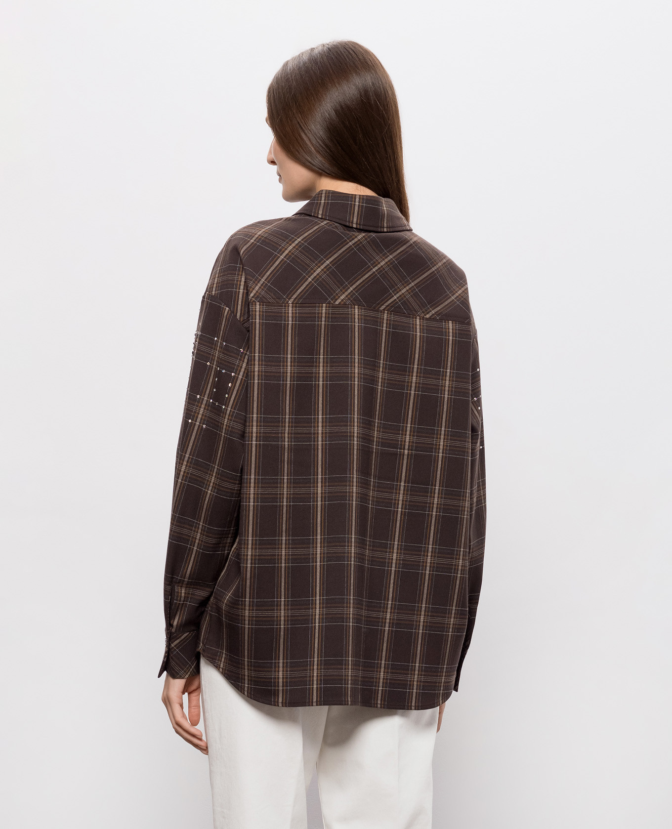 Brown checkered shirt Twinset 4