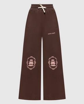 Palm Angels Brown sweatpants with branded print PAWCH001FL001