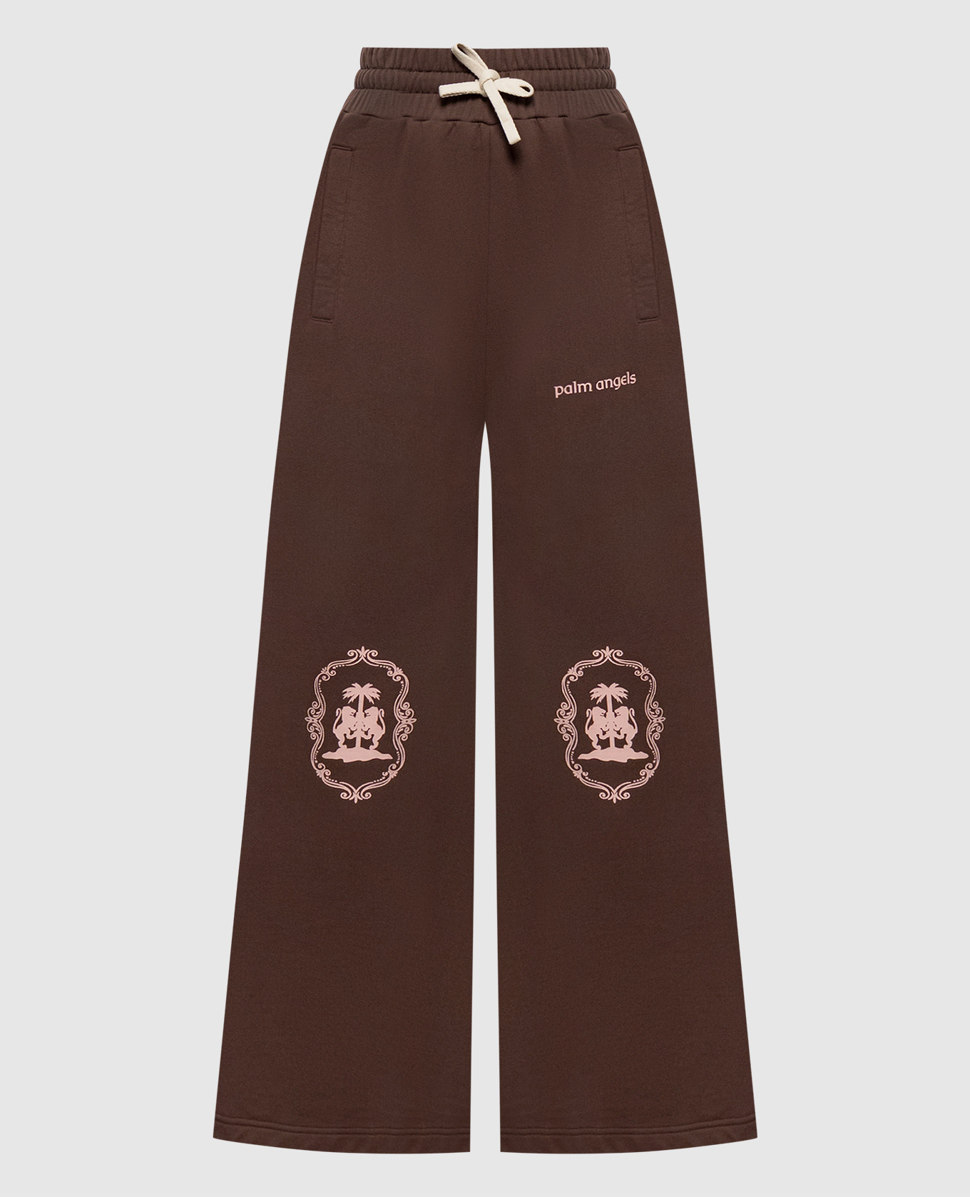 Brown sweatpants with branded print