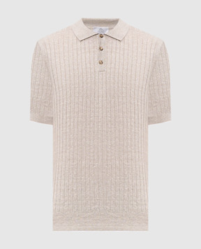 Pini Parma Beige ribbed linen polo shirt POLCOLIRIBEC