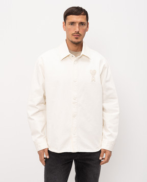 Ami Paris Ivory denim shirt with logo appliqué UJK897DE0126m