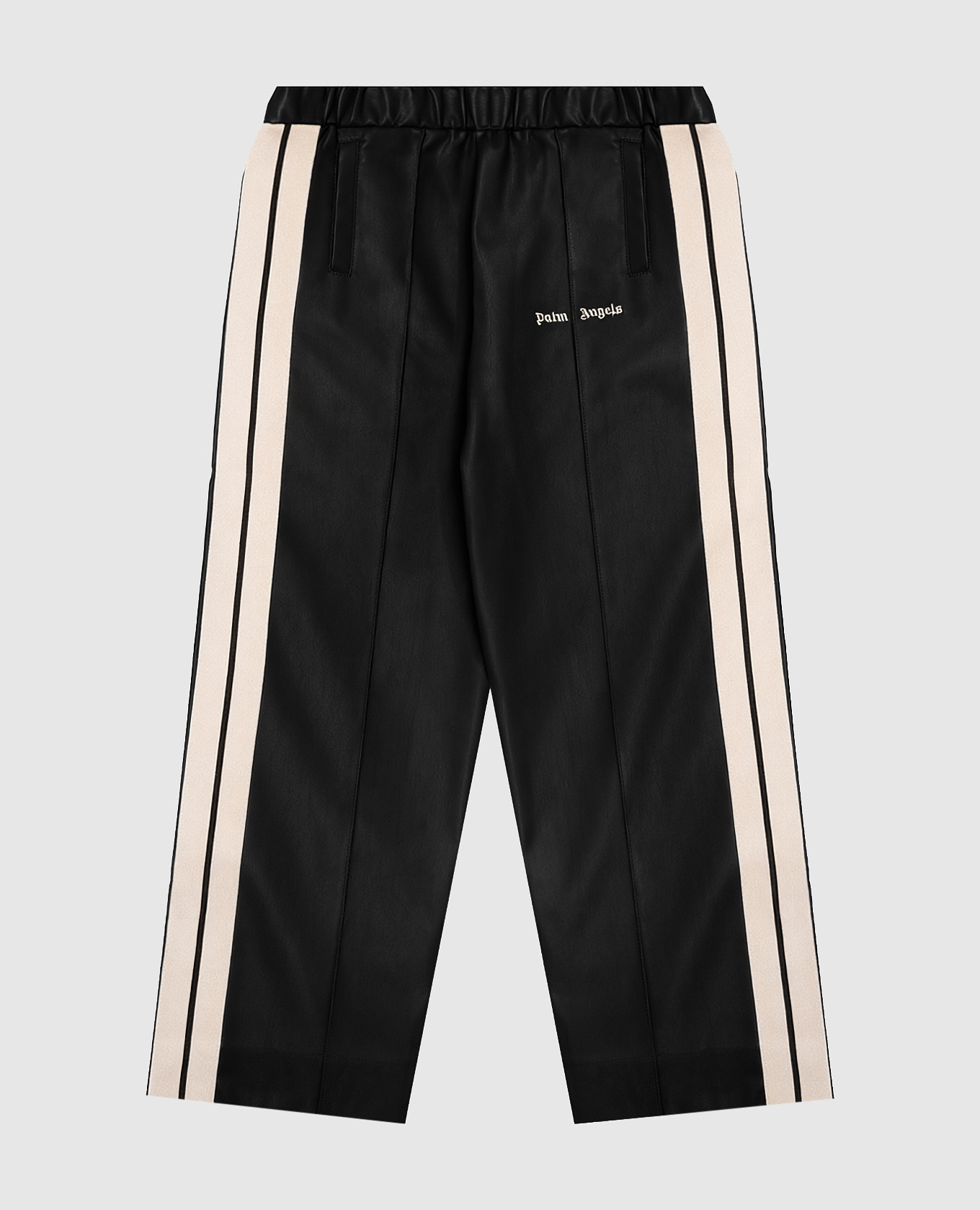 Children's black pants with branded ribbon