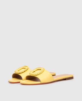 Santoni Yellow leather flip-flops WHPF72081HA1NWKE