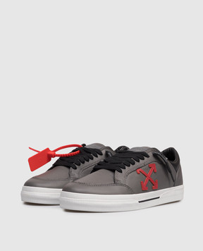 Off-White Grey Vulcanized Leather Sneakers OMIA293S26LEA001