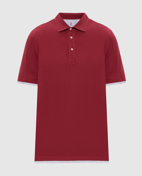 Brunello Cucinelli Burgundy polo with layering effect ME8543966