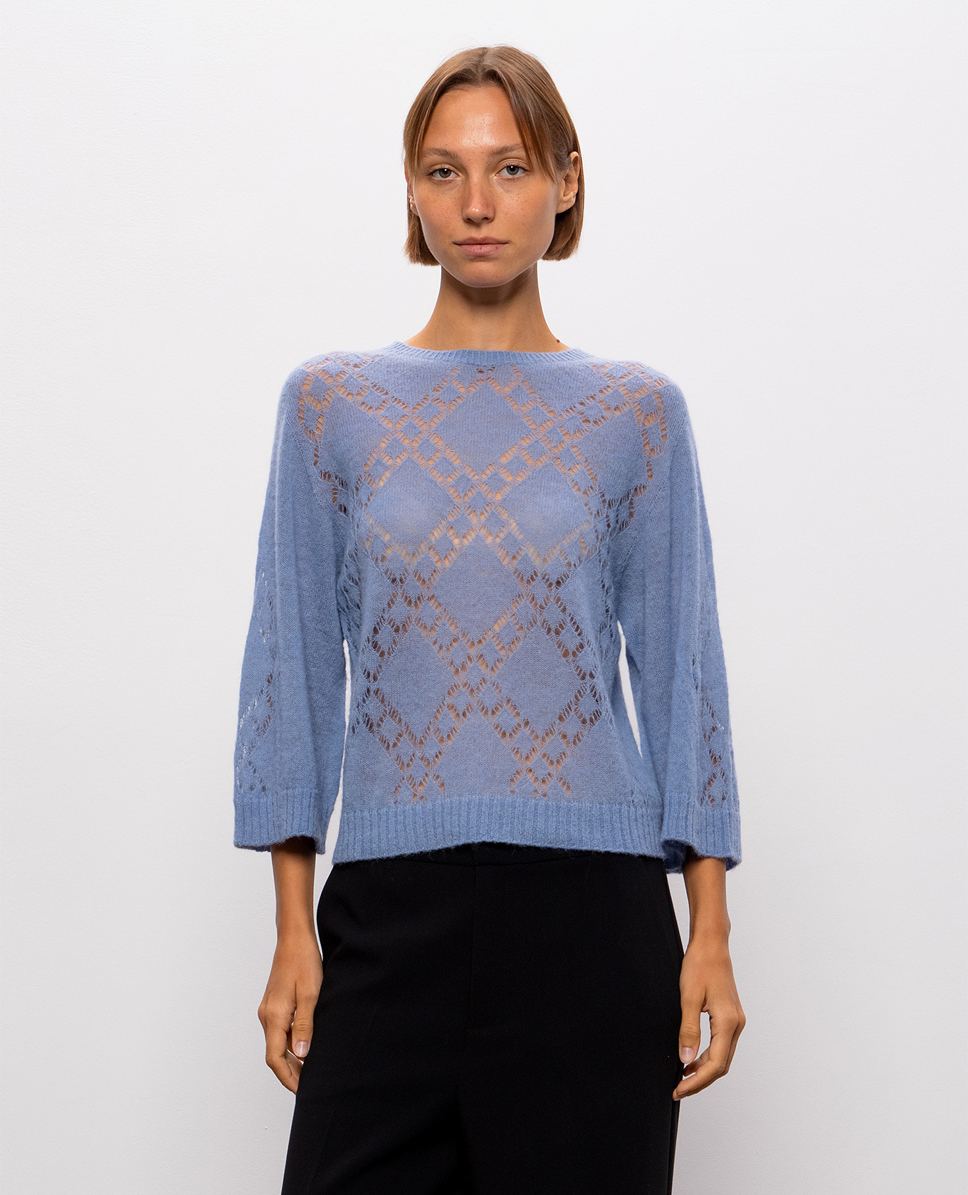 Blue alpaca wool sweater Twinset 3