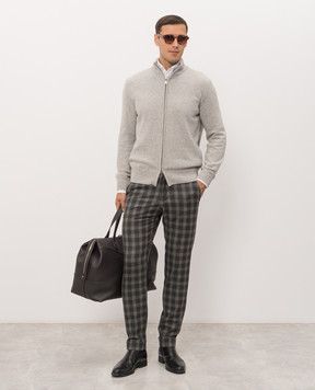 Marco Pescarolo Gray cashmere checked pants CARACCIOLO5448