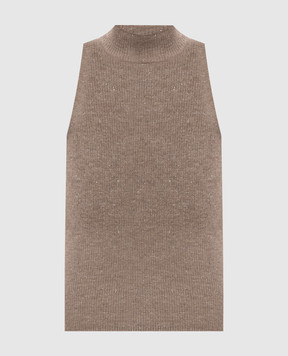 Brunello Cucinelli Beige cashmere top with lurex M9A822204