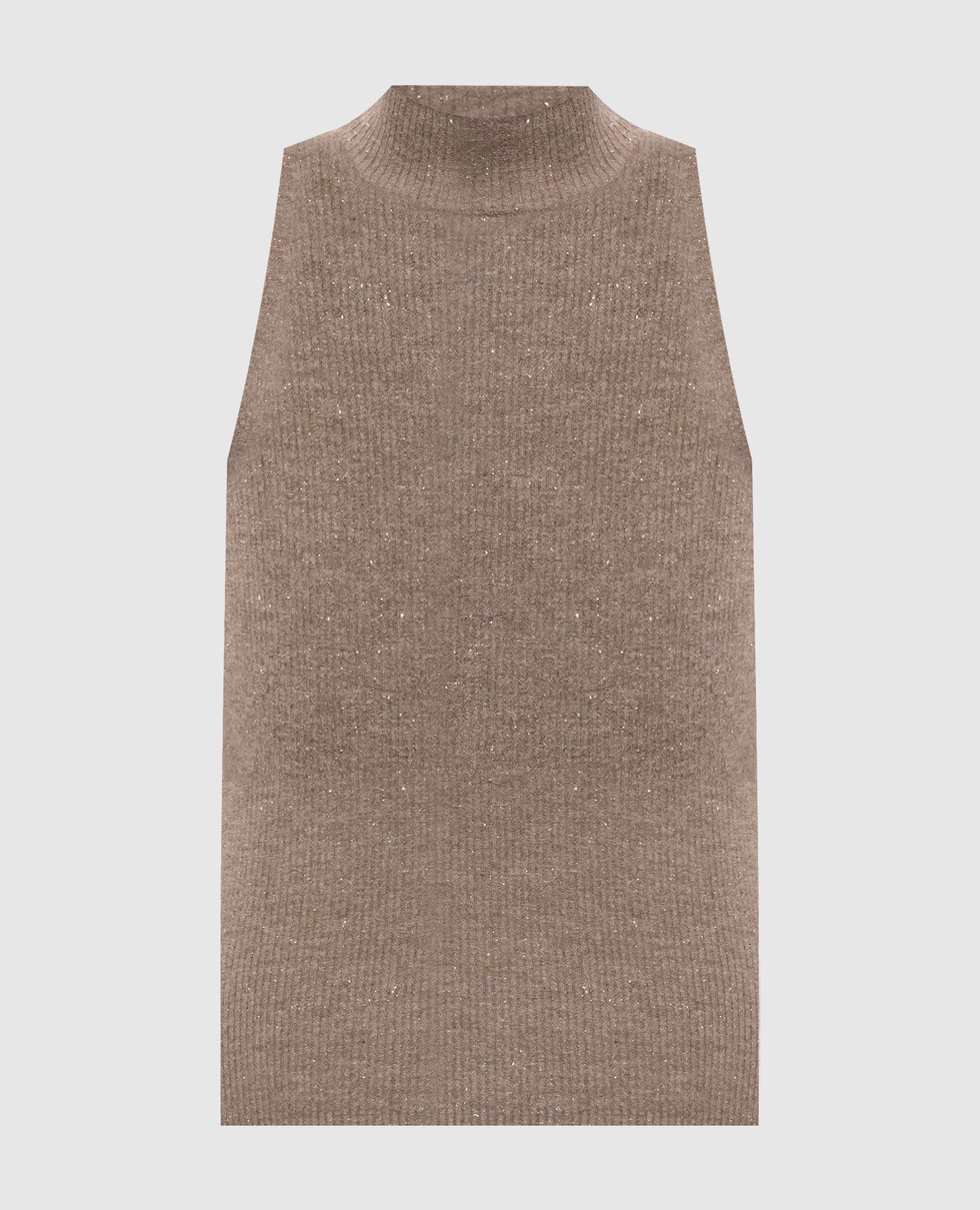 Beige cashmere top with lurex
