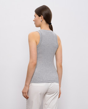 Peserico Grey melange ribbed top with chain A08623J005669