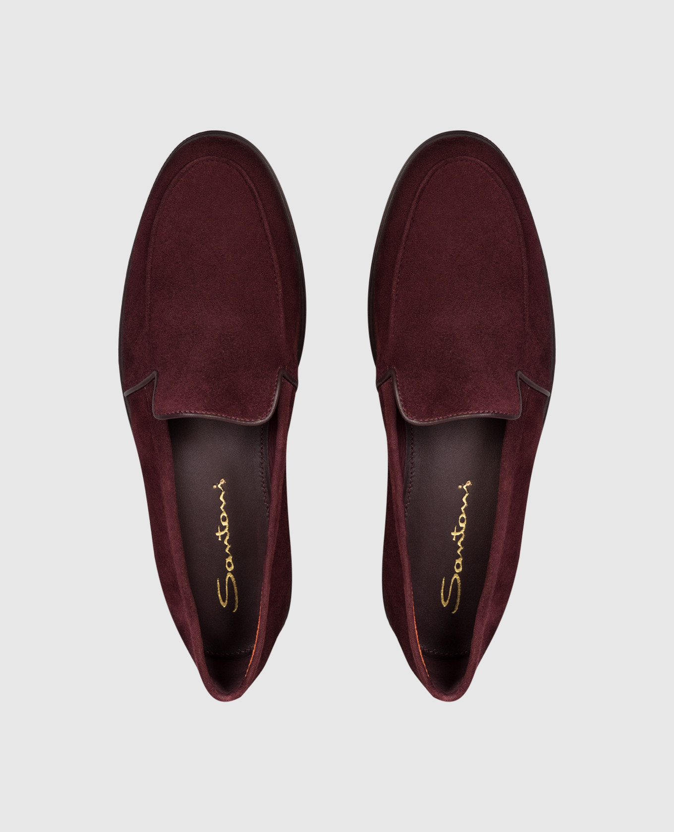 Burgundy suede loafers Santoni 4