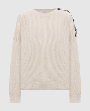 Brunello Cucinelli Beige sweater with sequins MDV745800P