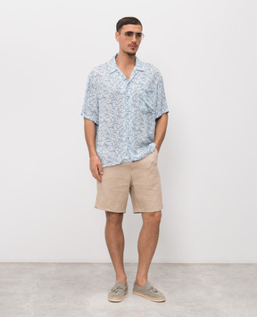 Trussardi Blue shirt with branded print 5040N000047NMS113T00