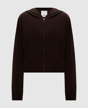 Allude Brown wool and cashmere cardigan with hood 25517700