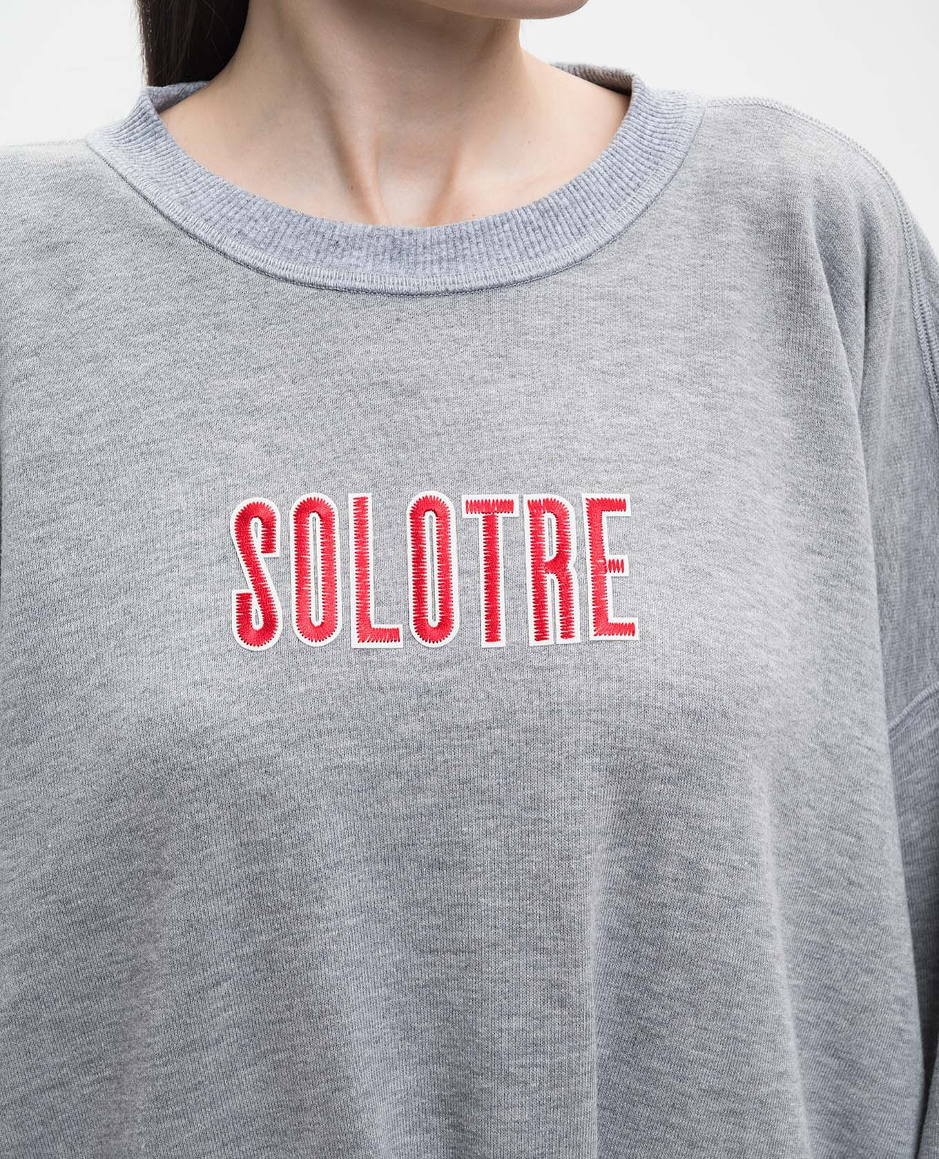 Grey melange sweatshirt with logo embroidery Solotre 5