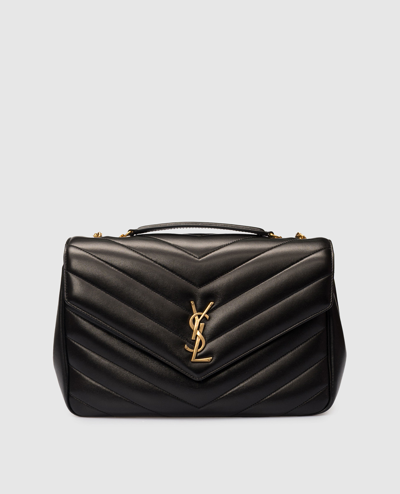 

LOULOU black leather bag with logo Saint Laurent