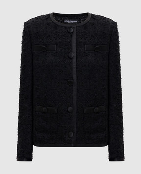 Dolce&Gabbana Black tweed jacket F27EBTHUMJK