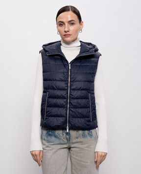 Peserico Blue down vest with monil chain A0346102200
