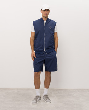 Brunello Cucinelli Blue vest with emblem print MB4229083T