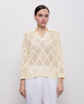 Peserico Yellow openwork jumper with polo collar S99129F059110M