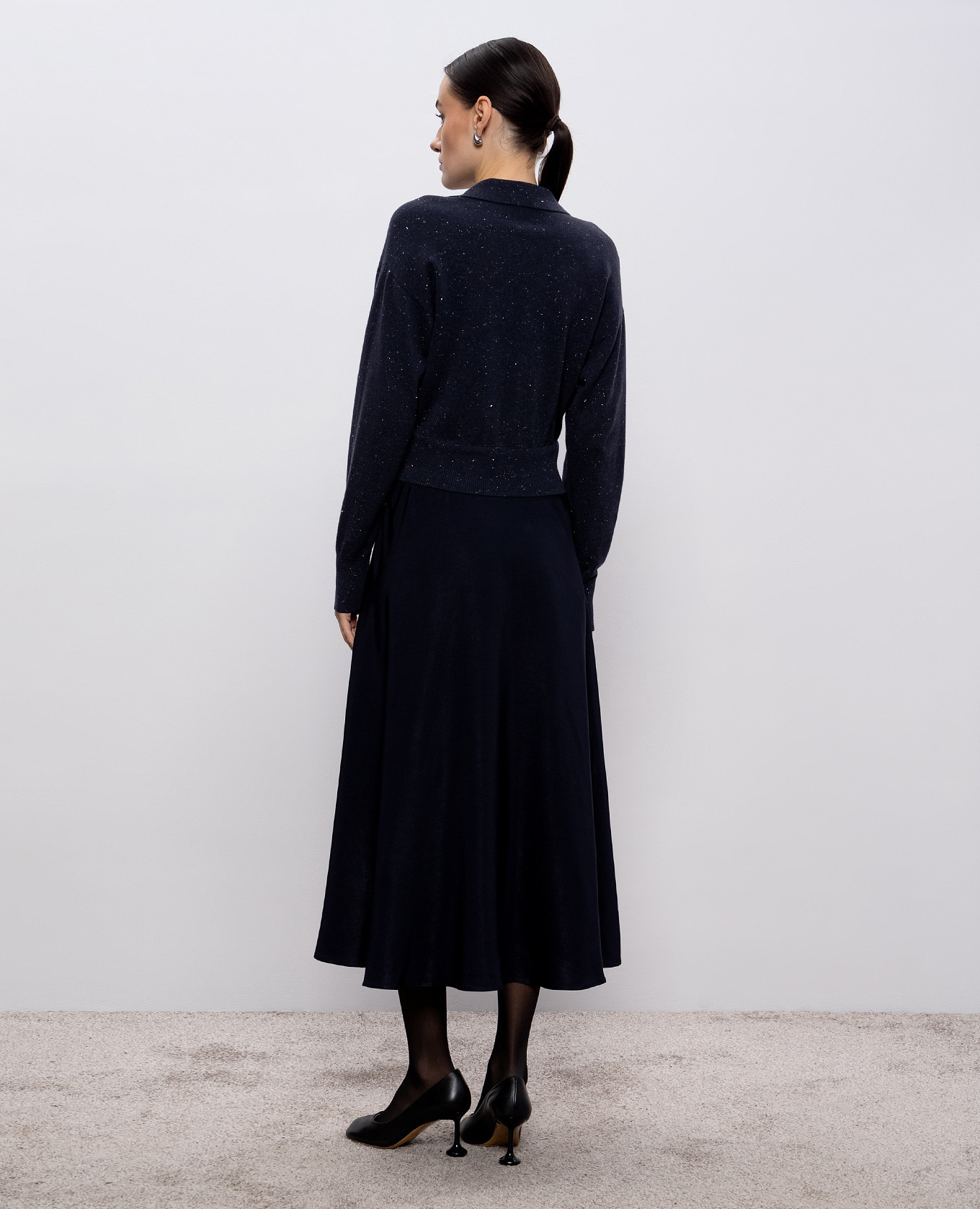 

Blue midi dress with wool and silk double construction Peserico