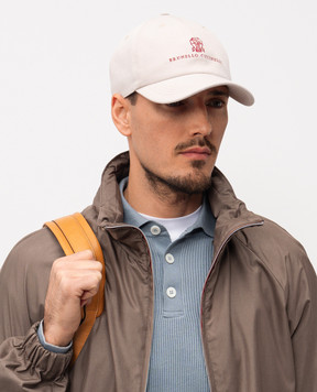 Brunello Cucinelli Gray cap with contrasting logo embroidery M252D9850