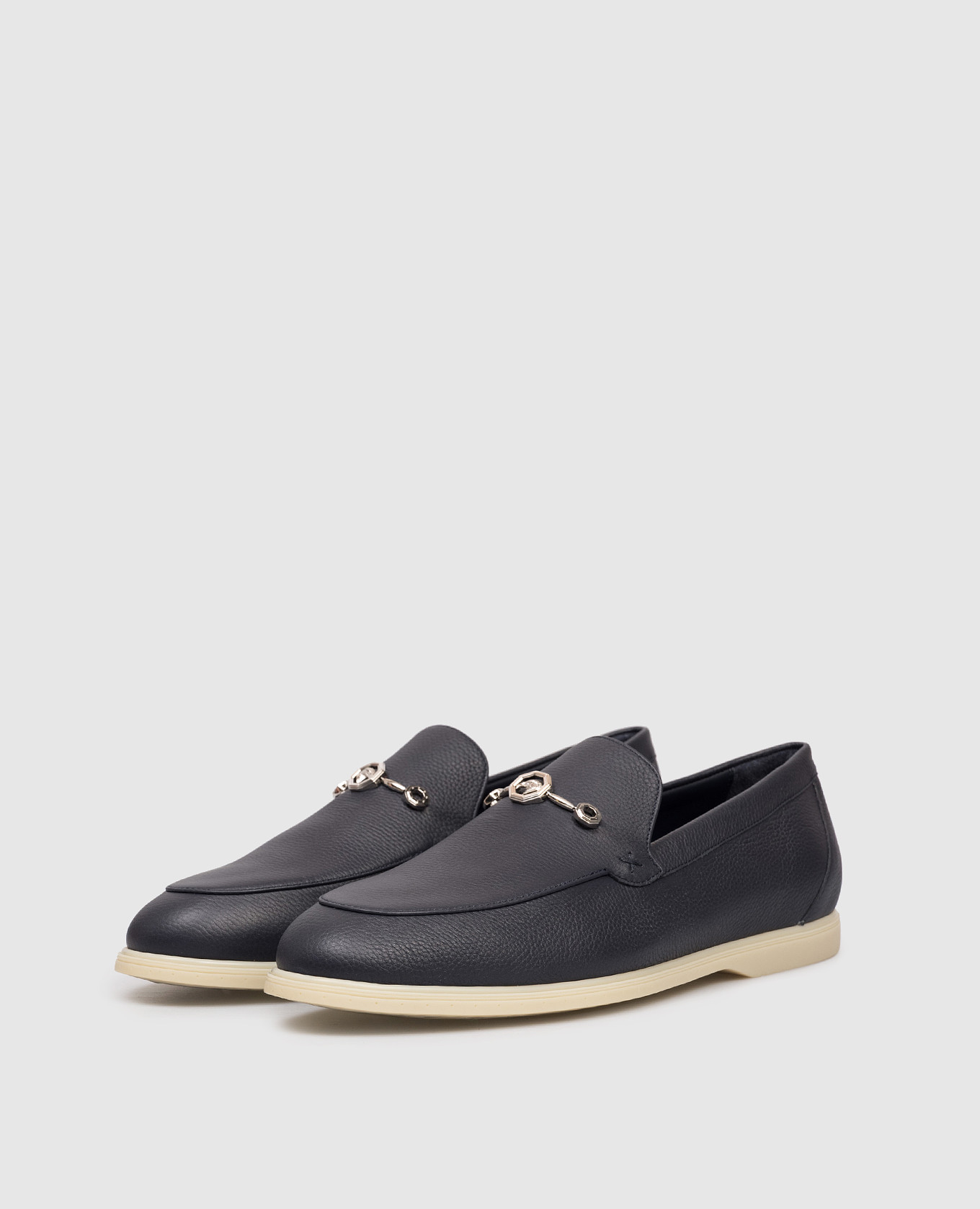 Blue leather loafers with emblem Stefano Ricci 2