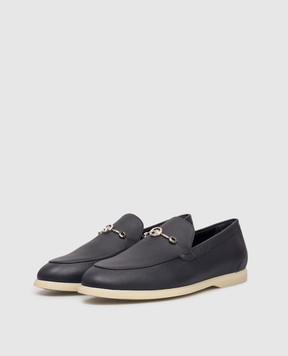 Stefano Ricci Blue leather loafers with emblem UC64G2363MR