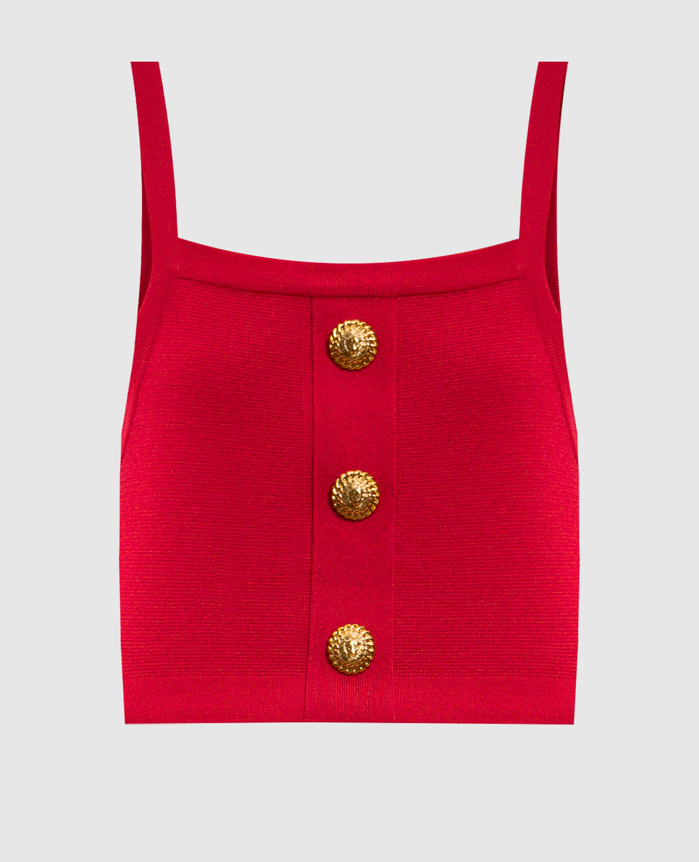 Red top with branded rivets