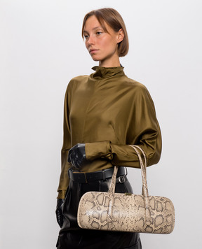Thierry Mugler Aurora beige leather bag with reptile print 26F10SA00609000