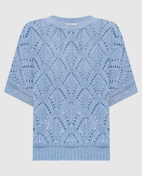 Peserico Blue top with openwork pattern A99079F0309110