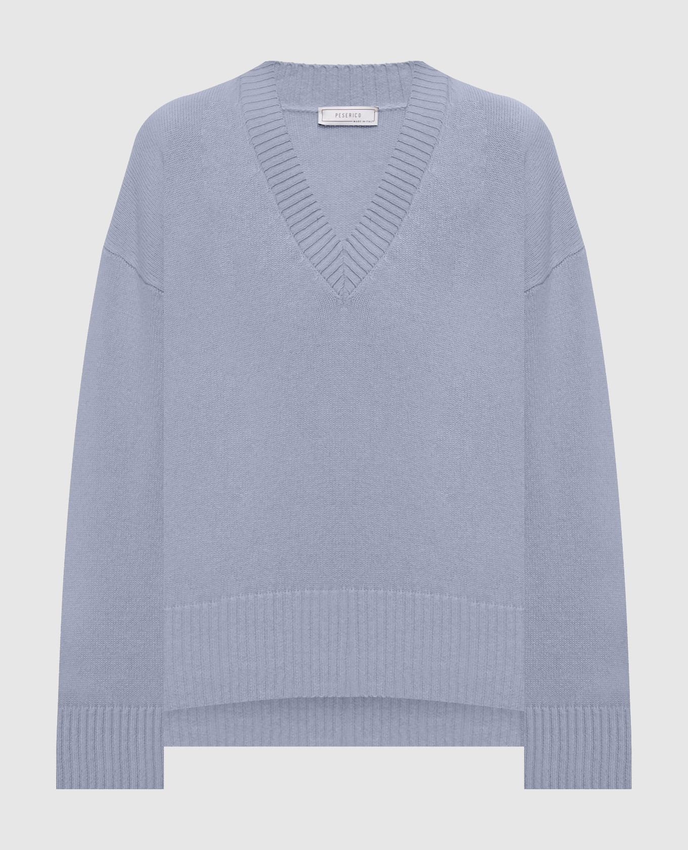 Blue wool, silk and cashmere pullover