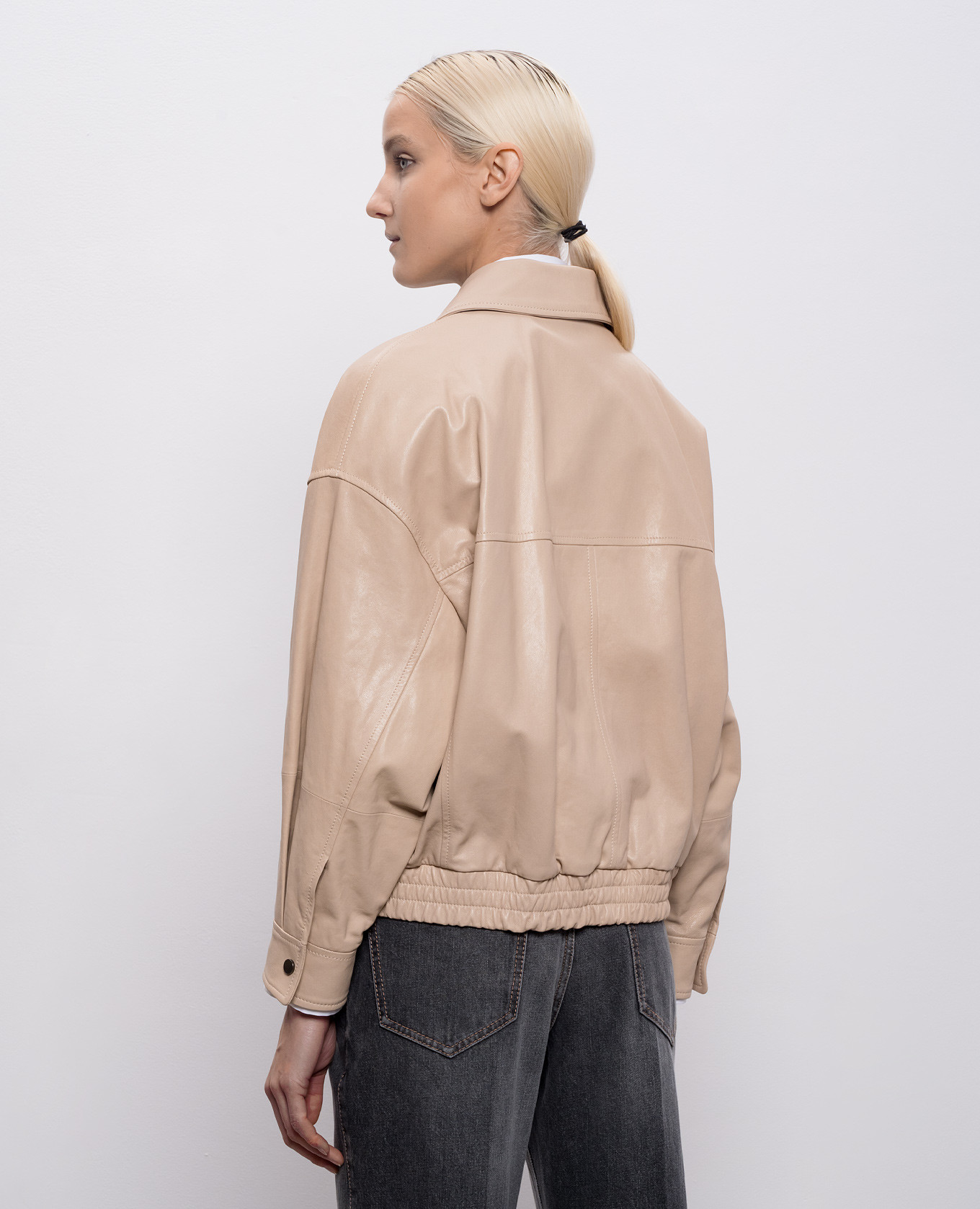Beige leather jacket Brunello Cucinelli 4
