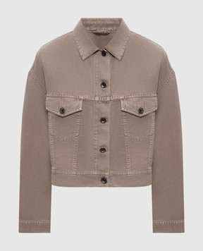 Brunello Cucinelli Brown denim jacket with linen ML9967674